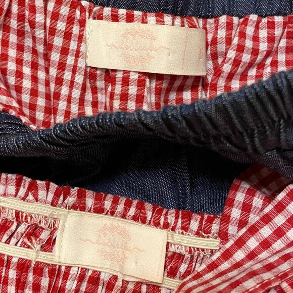 Dollcake Picnic in the Park Sz 6 Red Gingham Top & Shorts Outfit w/ Hair Bow NWO - Picture 5 of 7